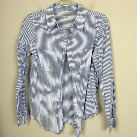 LILLY PULITZER | Sea View Button Down Coastal Blue & White Stripe Top Women’s M - Picture 4 of 14